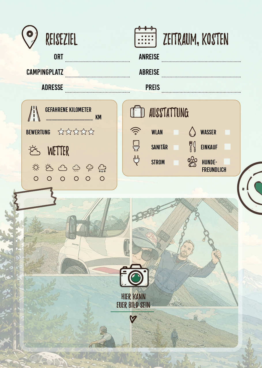 Weitere Europakarte im Camping-Reisetagebuch