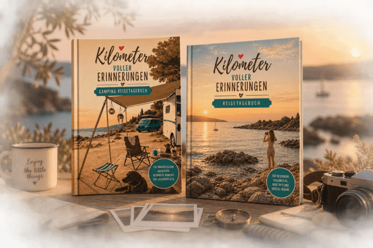 Kilometer voller Erinnerungen – Camping-Reisetagebuch und Reisetagebuch